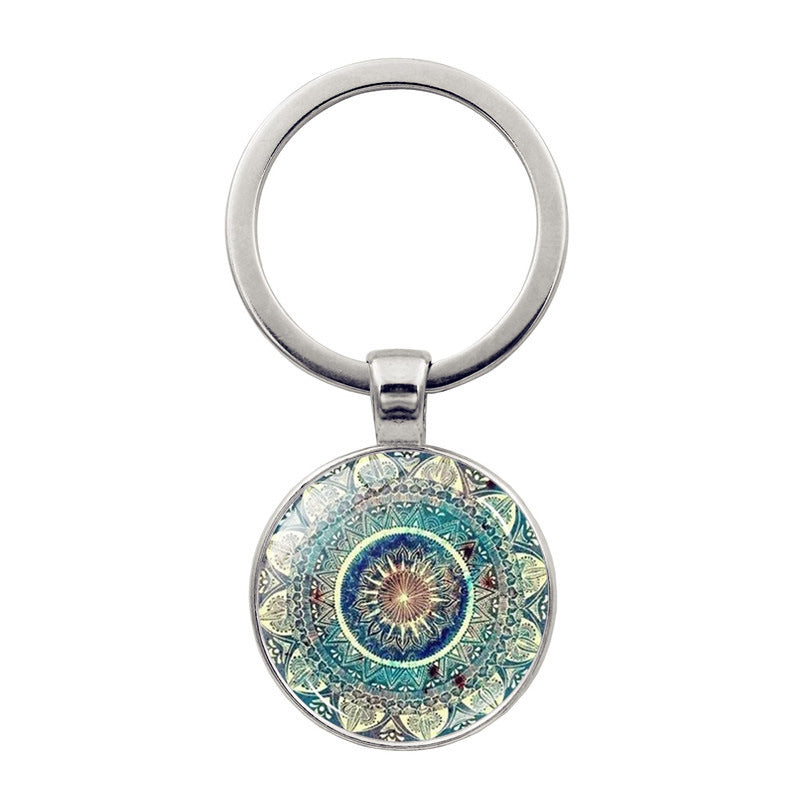 Wholesale Zinc Alloy Mandala Flower of Life Time Gem Creative Keychain